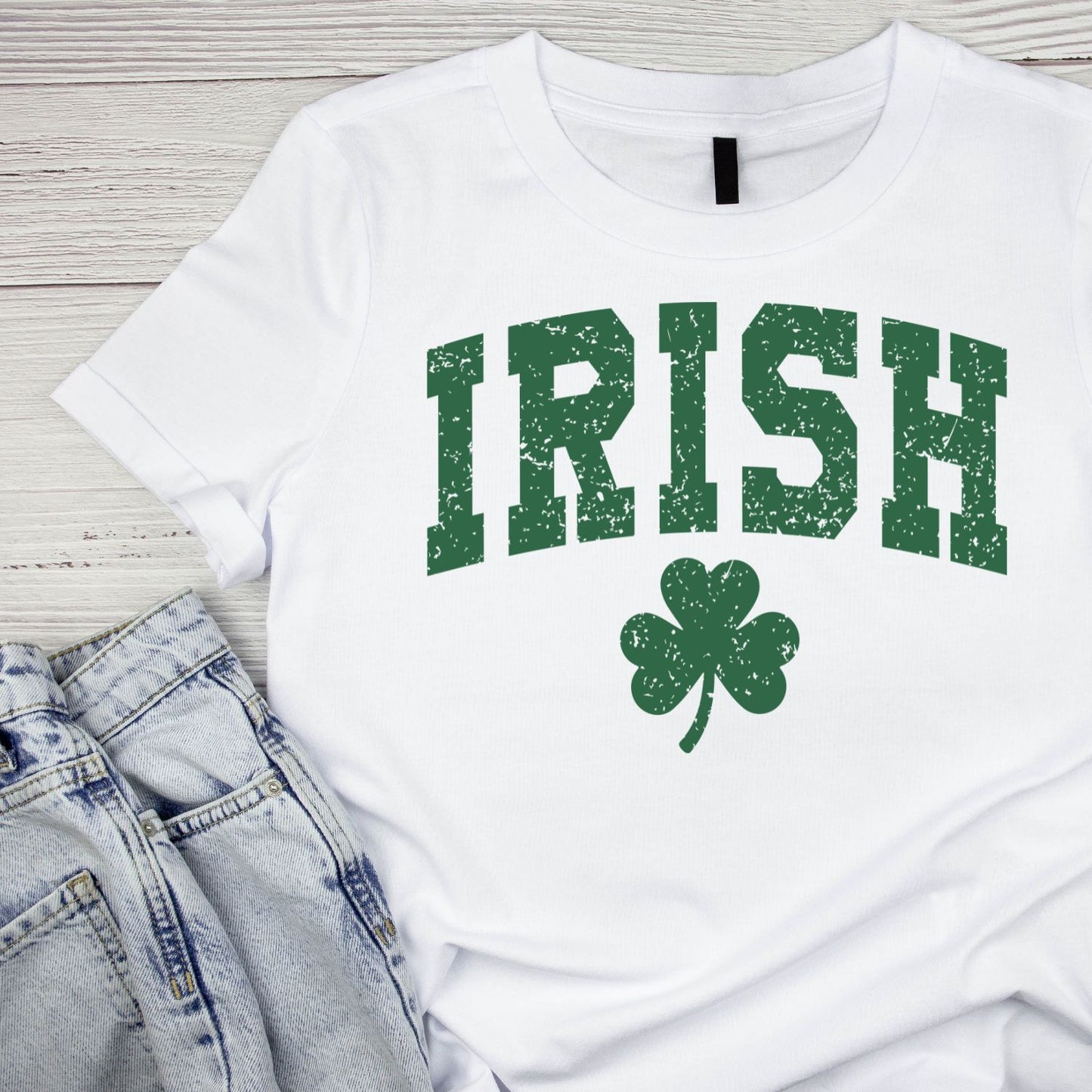 Clover Campus Irish Varsity T-shirt | St Patrick’s Day T-shirt | Shamrock | Graphic Tee | Printed Shirt
