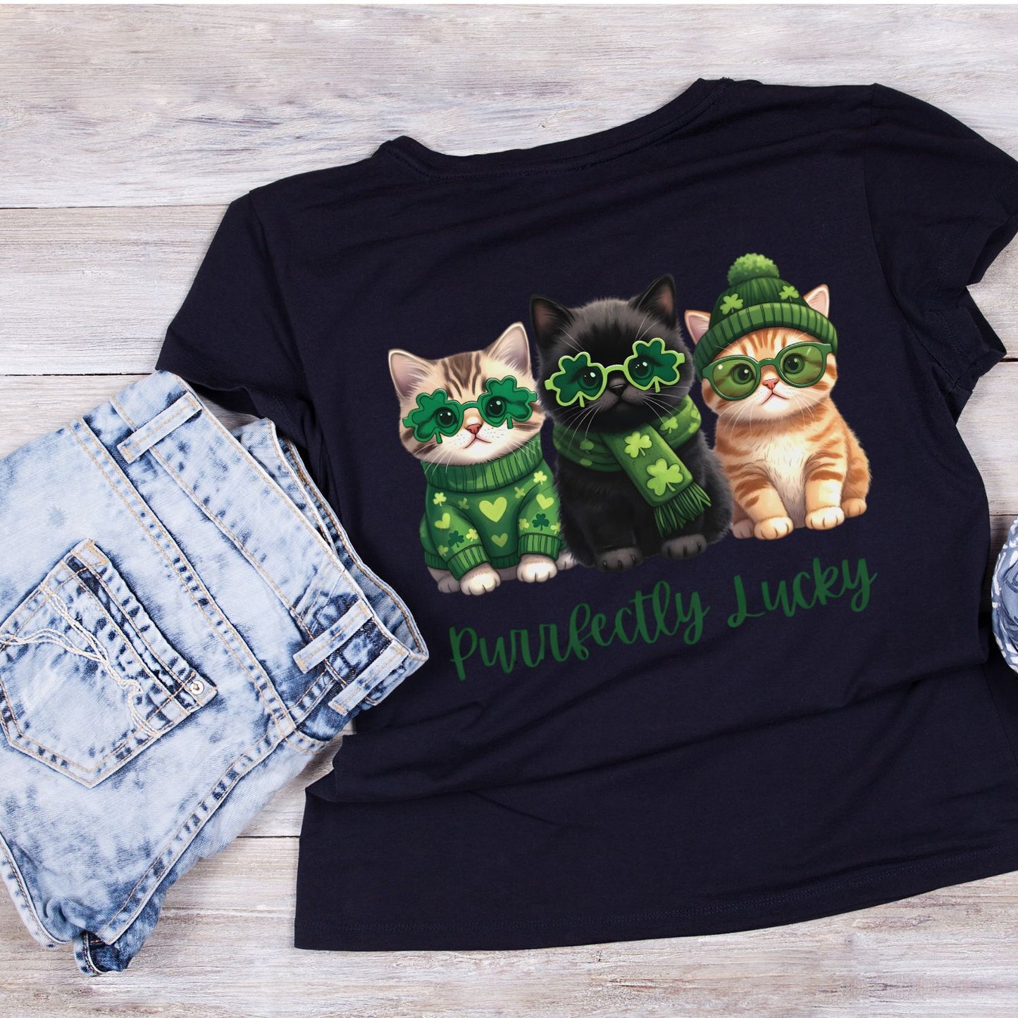 Lucky Cat Crew Perrfectly Lucky T-shirt | St Patrick’s Day T-shirt | Shamrock | Graphic Tee | Printed Shirt