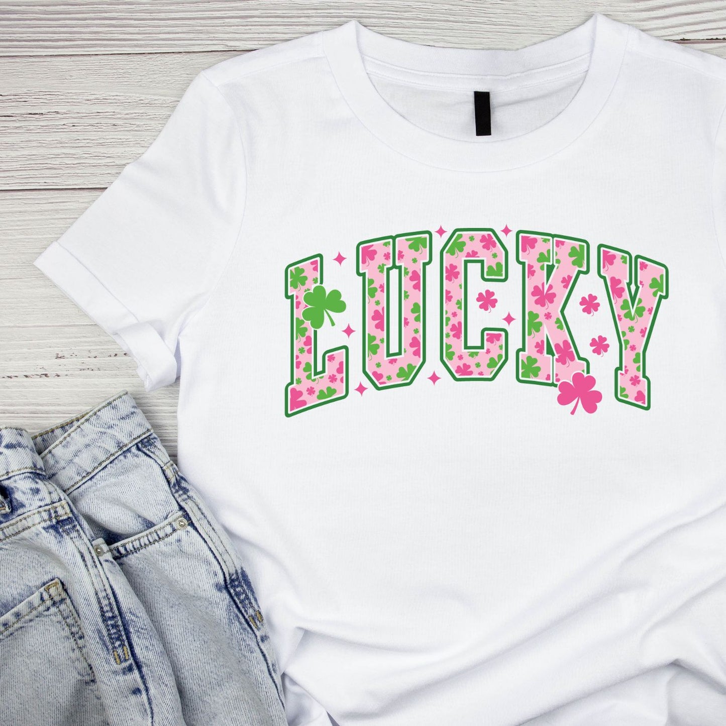 Blush Pink Lucky Clover T-shirt | St Patrick’s Day T-shirt | Shamrock | Graphic Tee | Printed Shirt