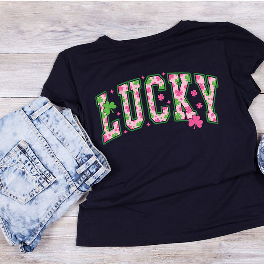 Blush Pink Lucky Clover T-shirt | St Patrick’s Day T-shirt | Shamrock | Graphic Tee | Printed Shirt