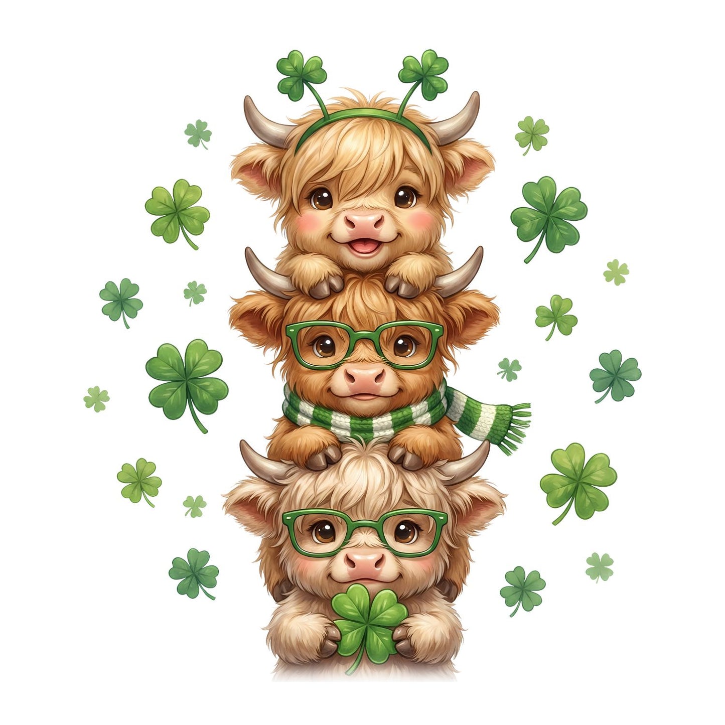 Shamrock Snuggles Highland Cows T-shirt | St Patrick’s Day T-shirt | Shamrock | Graphic Tee | Printed Shirt | St. Paddy’s
