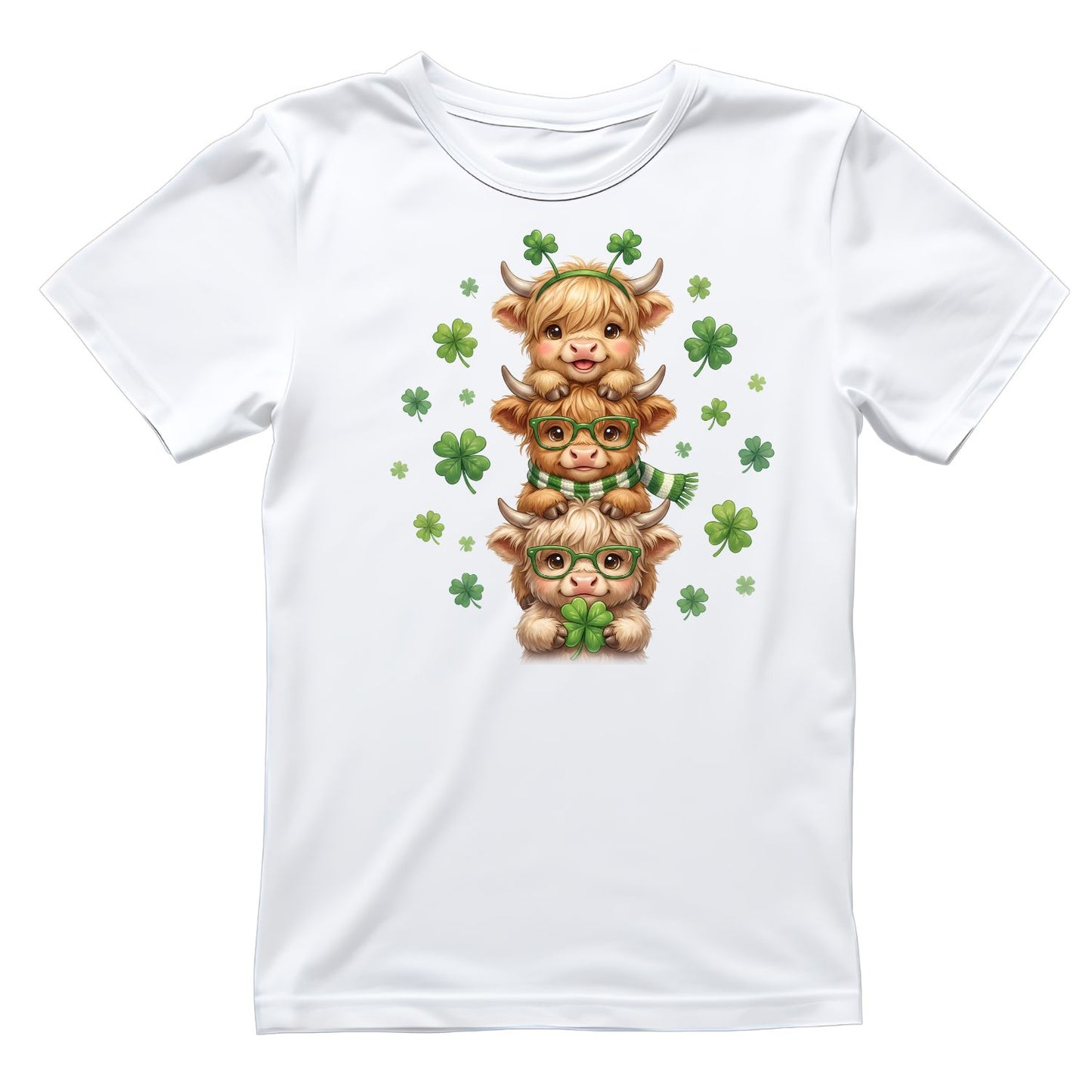 Shamrock Snuggles Highland Cows T-shirt | St Patrick’s Day T-shirt | Shamrock | Graphic Tee | Printed Shirt | St. Paddy’s