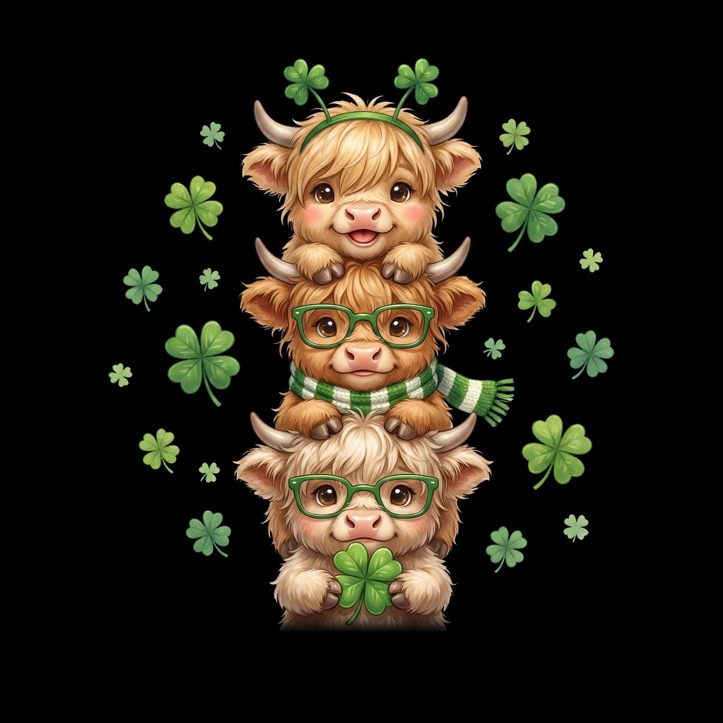 Shamrock Snuggles Highland Cows T-shirt | St Patrick’s Day T-shirt | Shamrock | Graphic Tee | Printed Shirt | St. Paddy’s