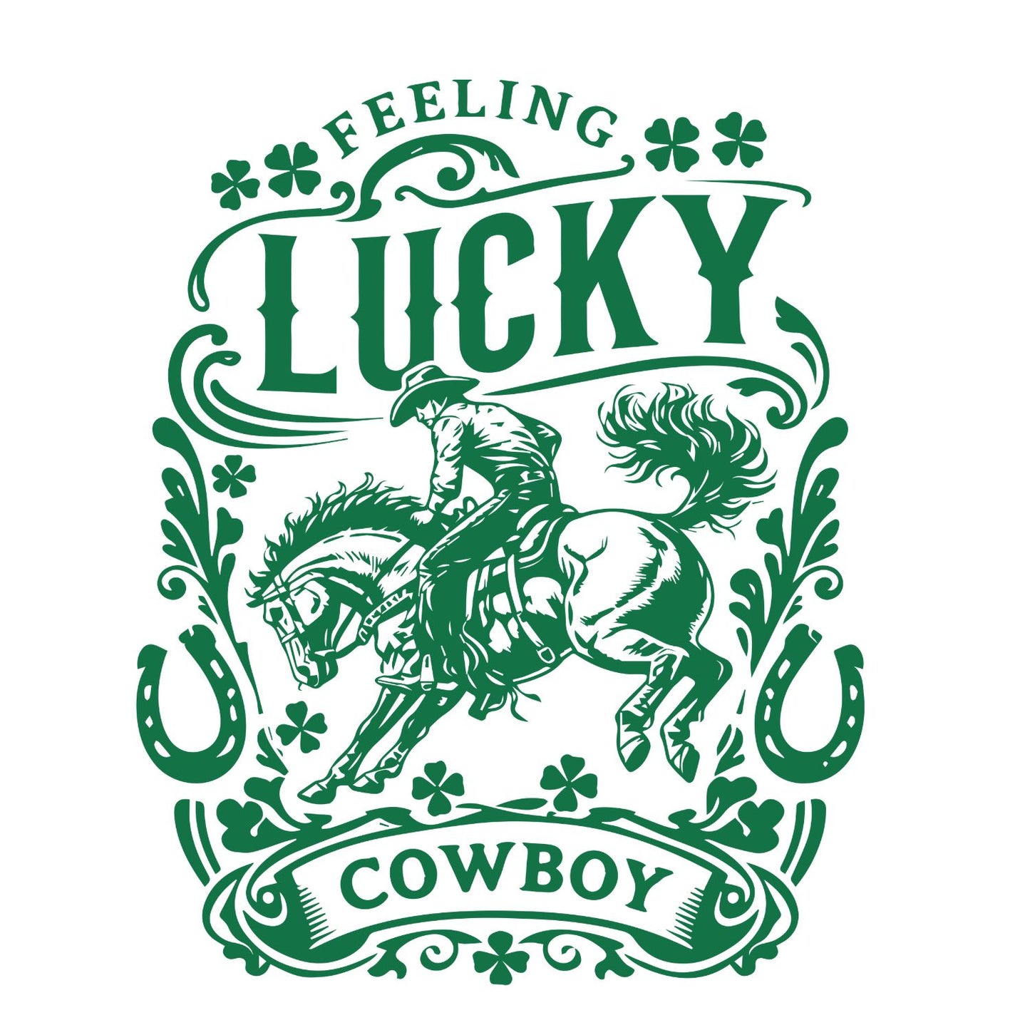 Feeling Lucky Cowboy Western Rodeo Spur T-shirt | St Patrick’s Day T-shirt | Shamrock | Graphic Tee | Printed Shirt | St. Paddy’s