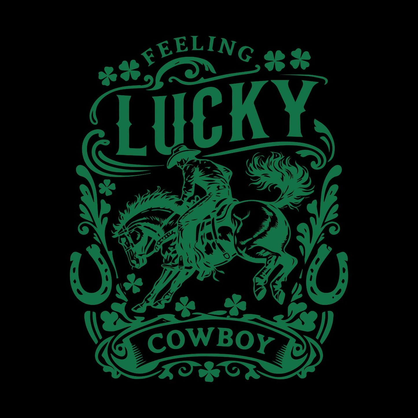 Feeling Lucky Cowboy Western Rodeo Spur T-shirt | St Patrick’s Day T-shirt | Shamrock | Graphic Tee | Printed Shirt | St. Paddy’s