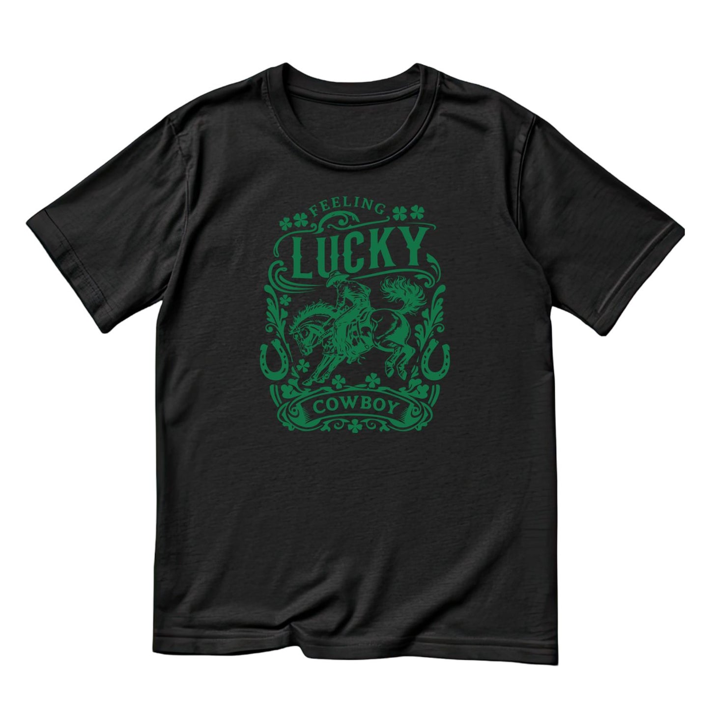 Feeling Lucky Cowboy Western Rodeo Spur T-shirt | St Patrick’s Day T-shirt | Shamrock | Graphic Tee | Printed Shirt | St. Paddy’s
