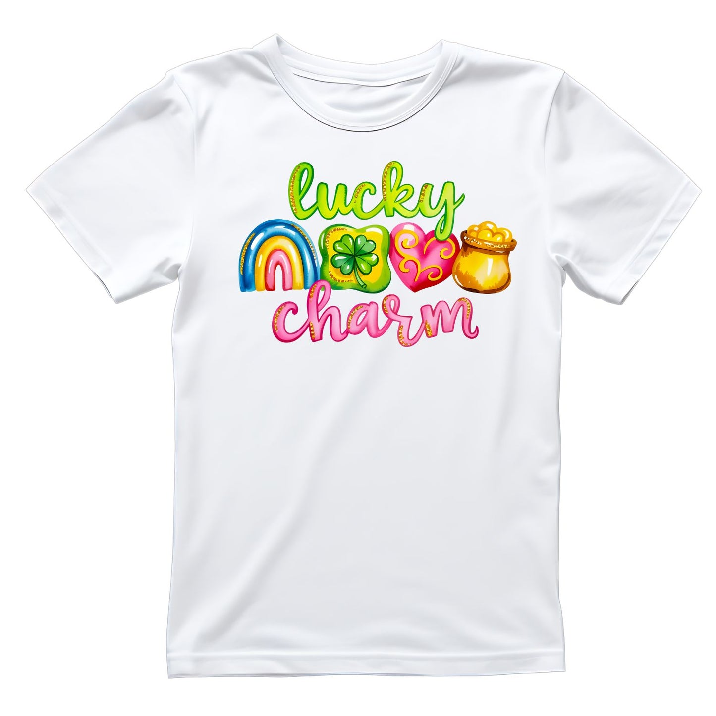 Lucky Charm Rainbow Pot of Gold Heart  T-shirt | St Patrick’s Day T-shirt | Shamrock | Graphic Tee | Printed Shirt | St. Paddy’s