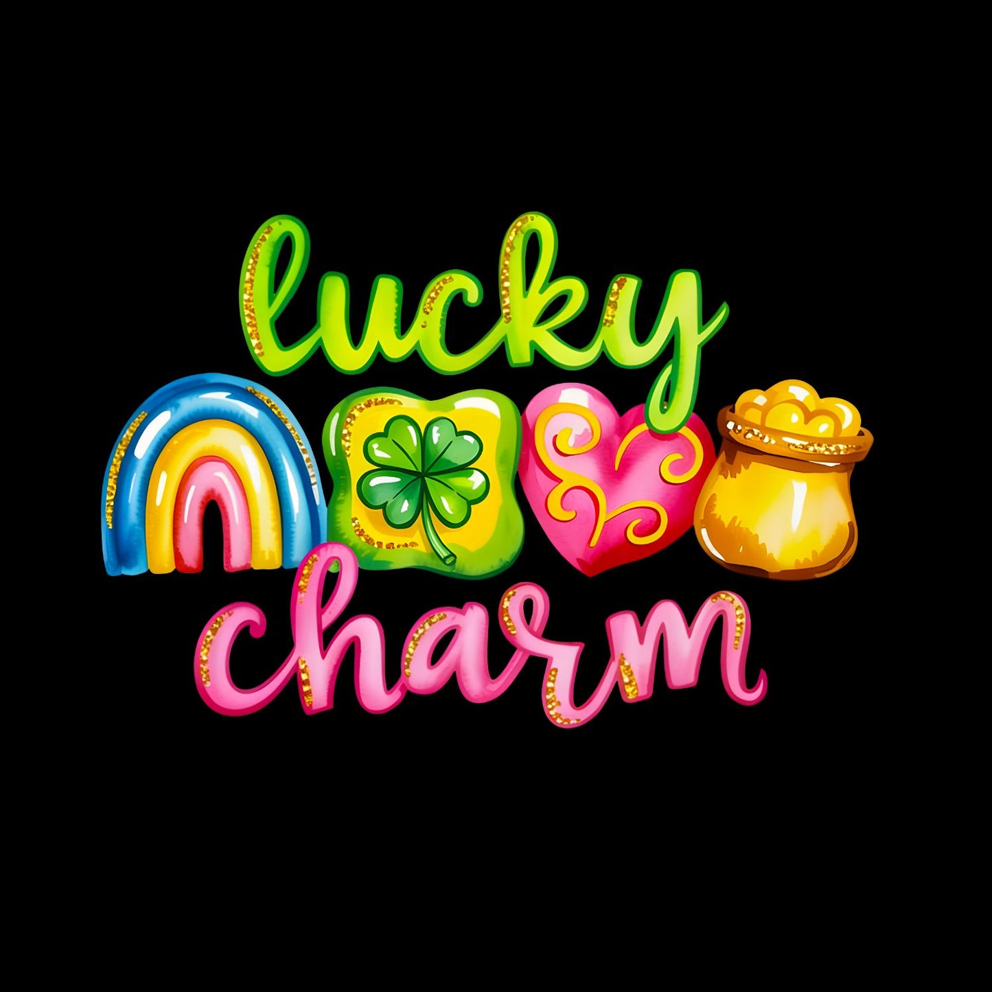 Lucky Charm Rainbow Pot of Gold Heart  T-shirt | St Patrick’s Day T-shirt | Shamrock | Graphic Tee | Printed Shirt | St. Paddy’s