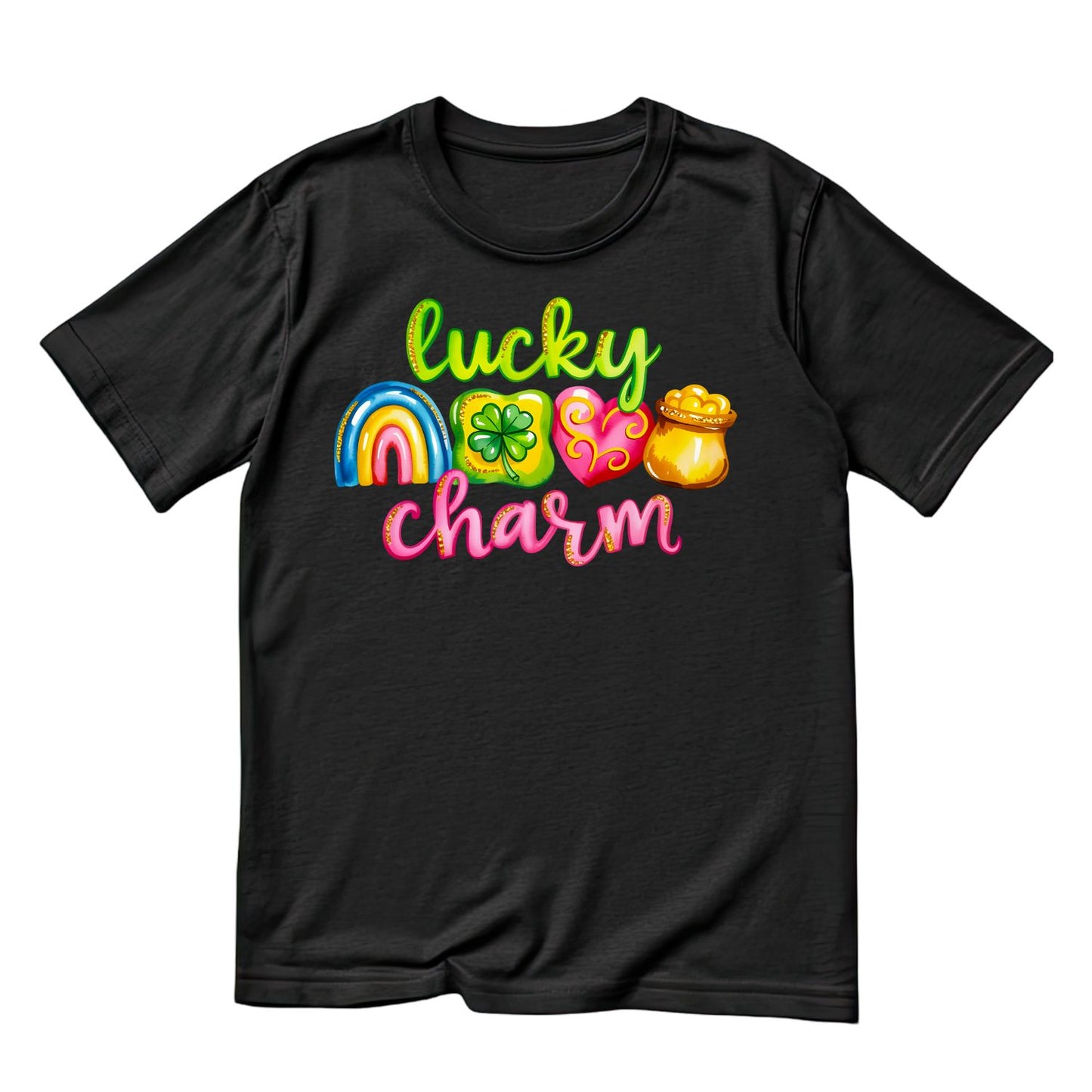 Lucky Charm Rainbow Pot of Gold Heart  T-shirt | St Patrick’s Day T-shirt | Shamrock | Graphic Tee | Printed Shirt | St. Paddy’s