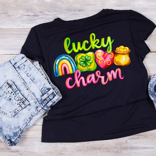 Lucky Charm Rainbow Pot of Gold Heart  T-shirt | St Patrick’s Day T-shirt | Shamrock | Graphic Tee | Printed Shirt | St. Paddy’s