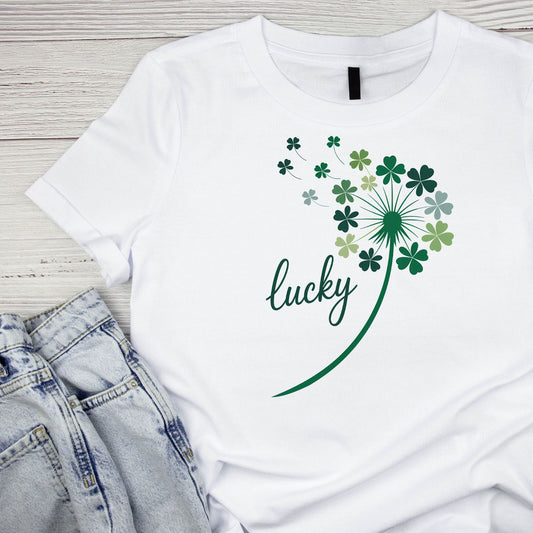 Luck Clover Dandelion Breeze T-shirt | St Patrick’s Day T-shirt | Shamrock | Graphic Tee | Printed Shirt | St. Paddy’s