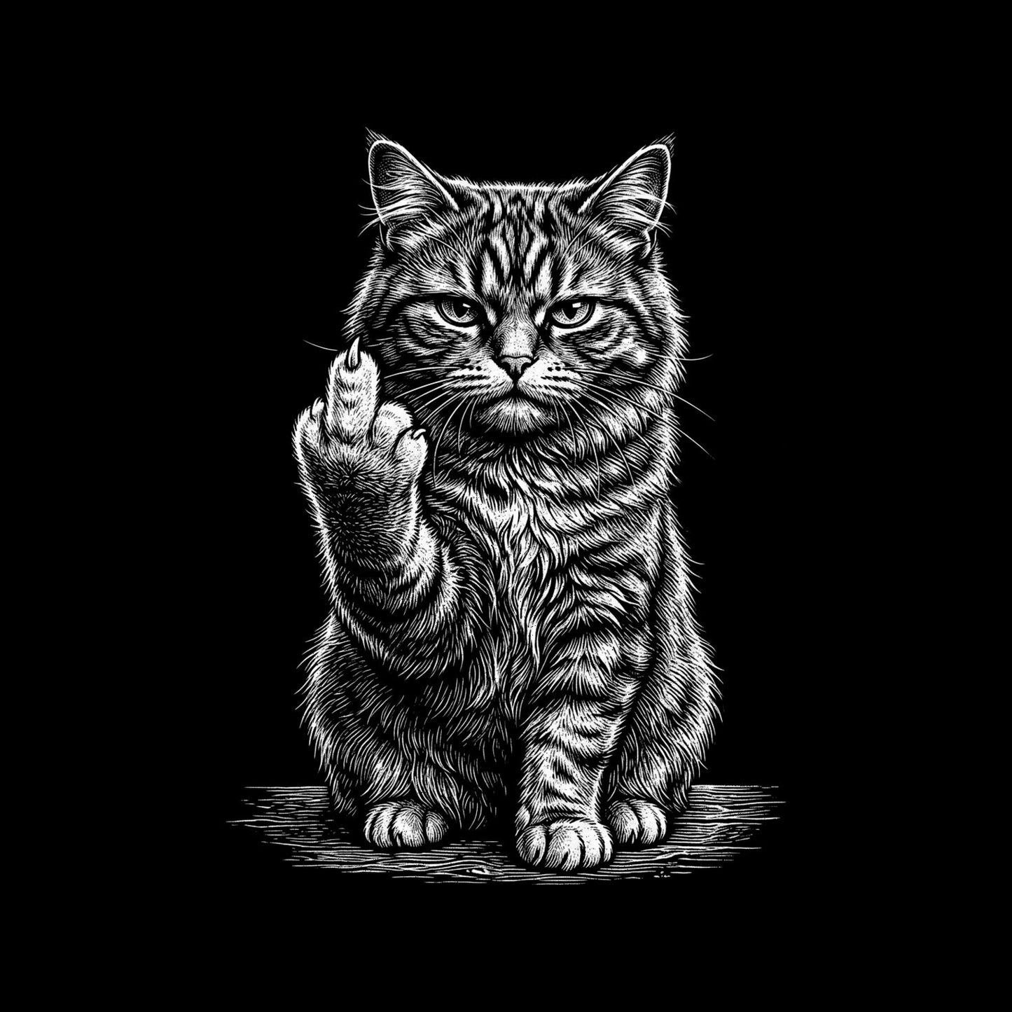 Middle Finger Attitude Cat T-Shirt | Cat Graphic Tee | Sarcasm Shirt