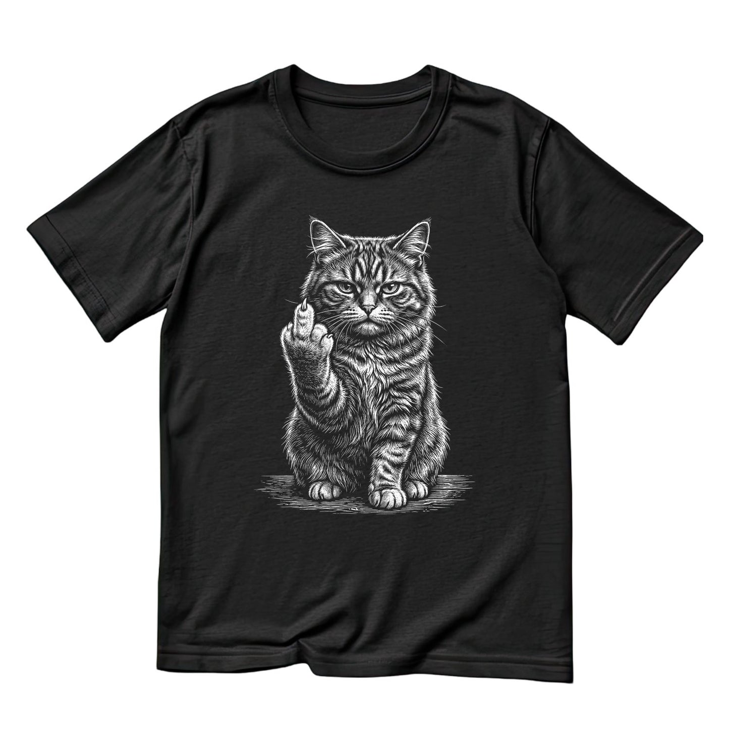 Middle Finger Attitude Cat T-Shirt | Cat Graphic Tee | Sarcasm Shirt