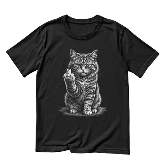 Middle Finger Attitude Cat T-Shirt | Cat Graphic Tee | Sarcasm Shirt