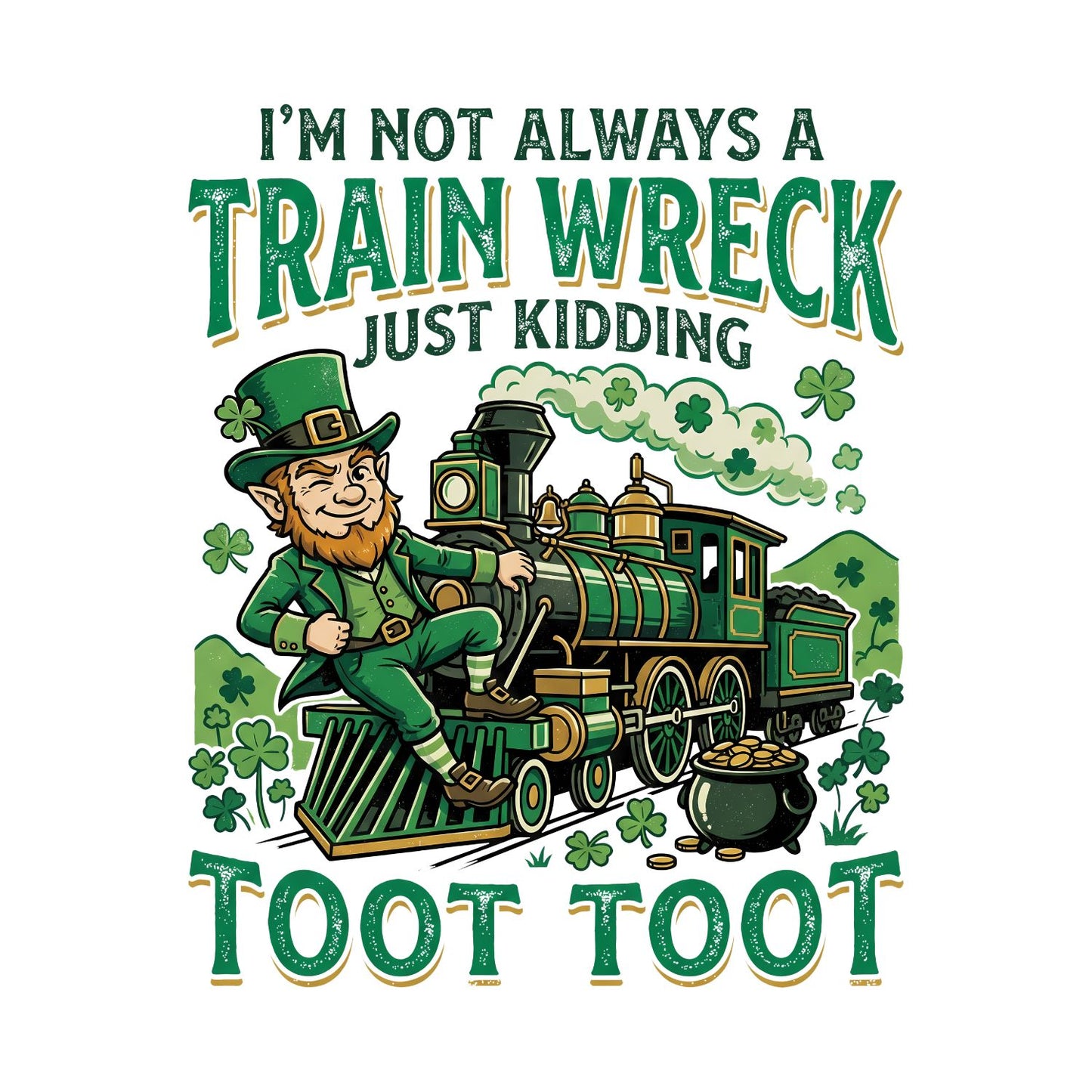 I’m Not Always A Train Wreck Just Kidding Toot Toot T-shirt | St Patrick’s Day T-shirt | Shamrock | Graphic Tee | Printed Shirt | St. Paddy’s