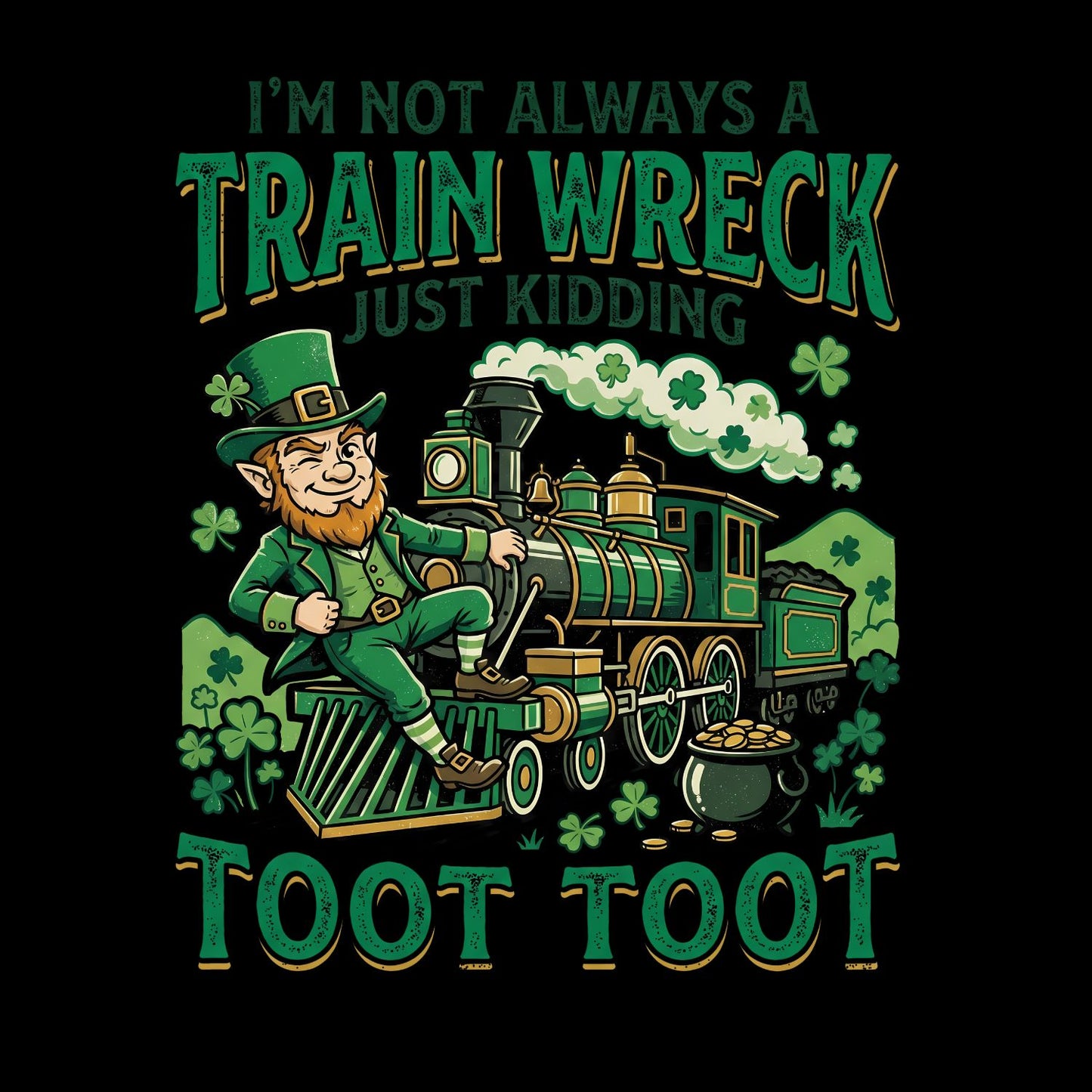 I’m Not Always A Train Wreck Just Kidding Toot Toot T-shirt | St Patrick’s Day T-shirt | Shamrock | Graphic Tee | Printed Shirt | St. Paddy’s