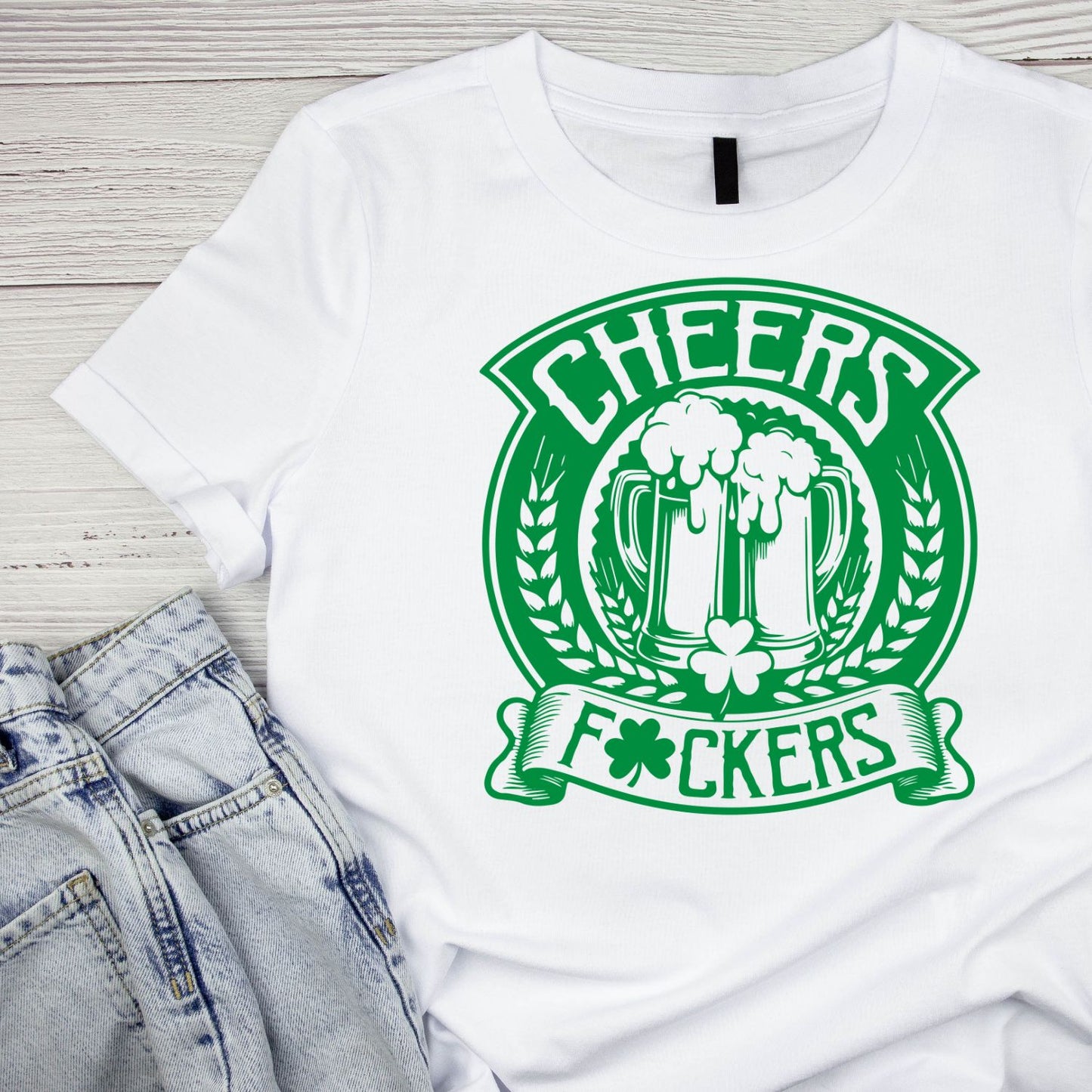 Cheers F☘️ckers Beer T-shirt | St Patrick’s Day T-shirt | Shamrock | Graphic Tee | Printed Shirt | St. Paddy’s