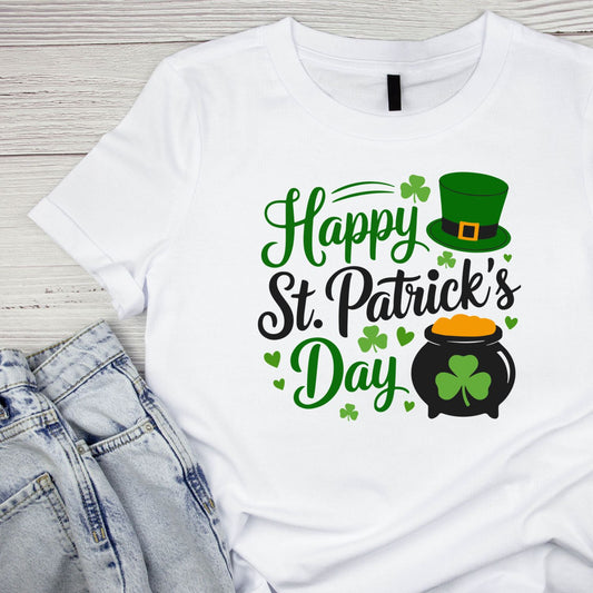 Happy St. Patrick’s Day  T-shirt | St Patrick’s Day T-shirt | St. Paddy’s | Pot of Gold| Top hat