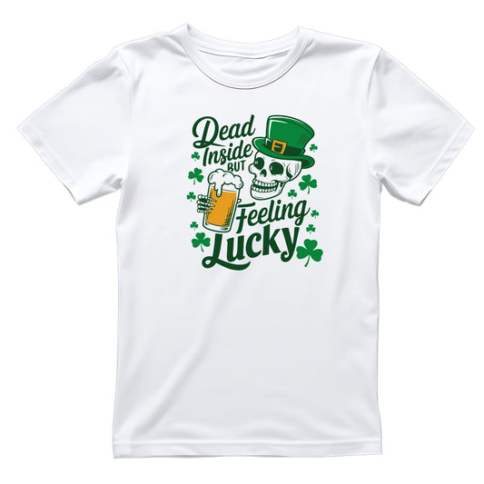 Dead Inside But Feeling Lucky T-shirt | St Patrick’s Day T-shirt | St. Paddy’s | Beer| Skelton Top hat