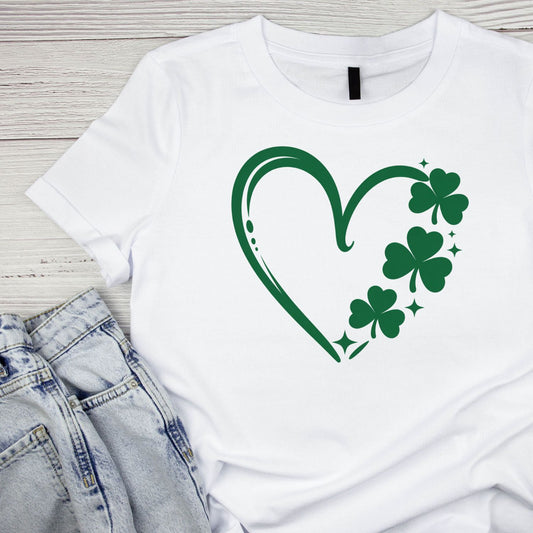 (Shamrock Hear St. Patrick’s Day T-shirt | St Patrick’s Day T-shirt | Shamrock | Graphic Tee | Printed Shirt | St. Paddy’s