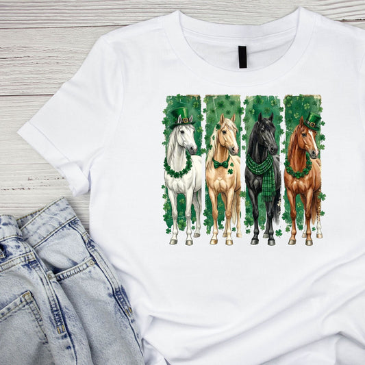 Four Leaf Fillies Patrick’s Day T-shirt | St Patrick’s Day T-shirt | Shamrock | Graphic Tee | Printed Shirt | St. Paddy’s | Horses