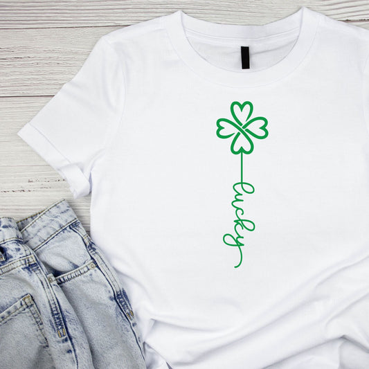 Minimalist Line Clover St. Patrick’s Day T-shirt | St Patrick’s Day T-shirt | Shamrock | Graphic Tee | Printed Shirt | St. Paddy’s |