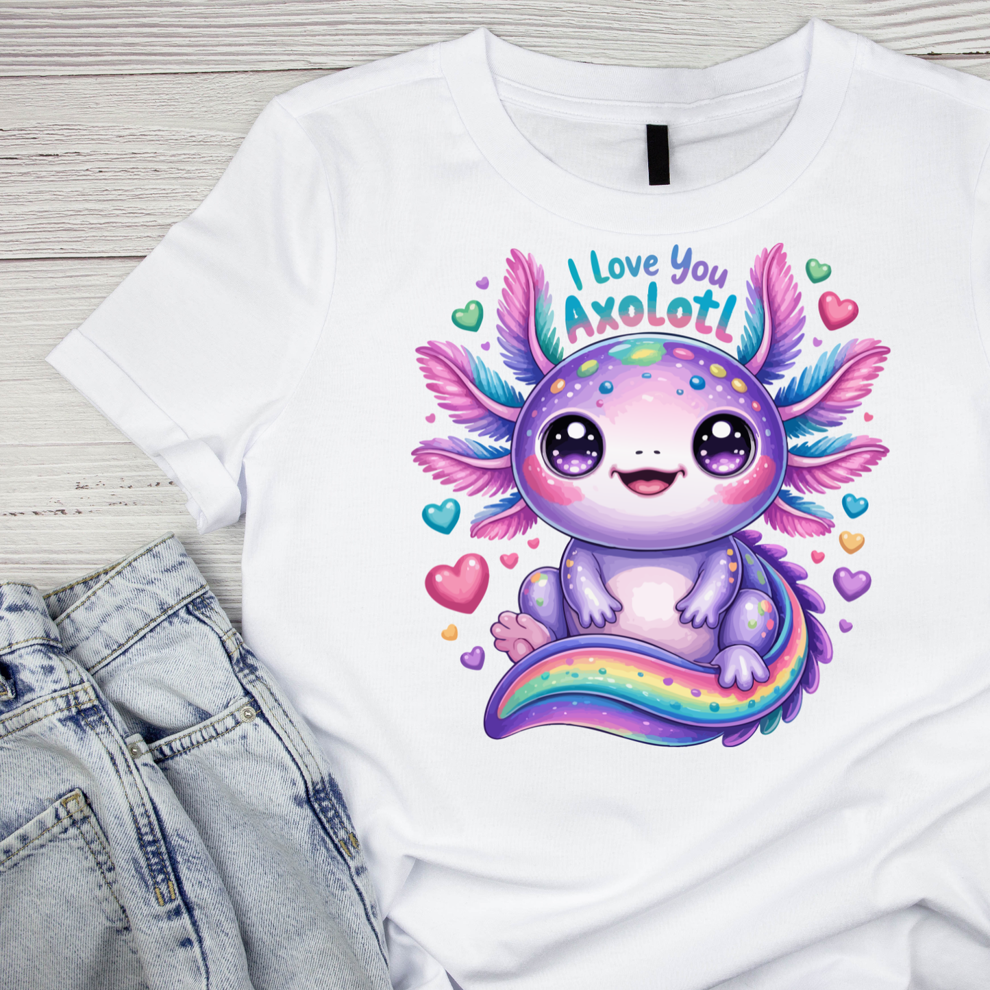 I Love You Axolotl T-shirt | Graphic Tee | Printed Shirt | Animal Lover