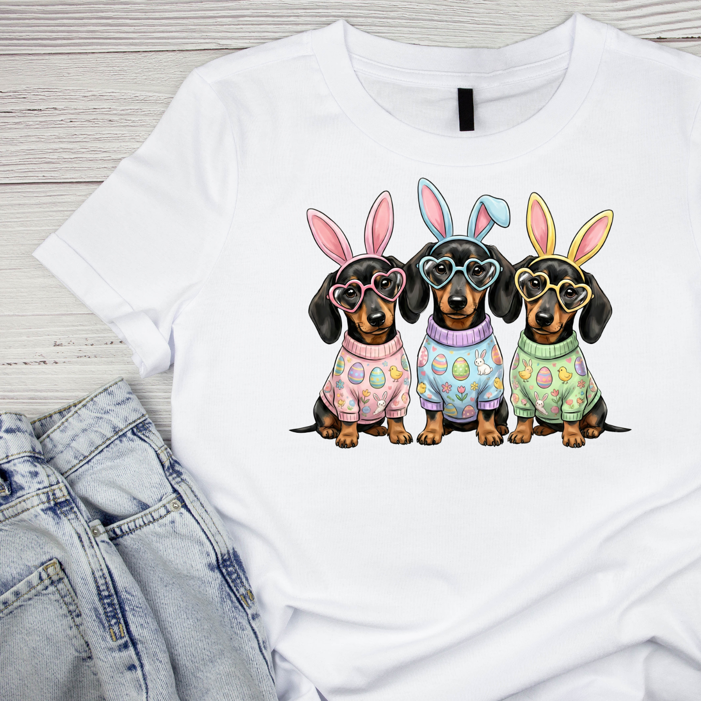 Dachshund Easter Bunny T-shirt | Graphic Tee | Printed Shirt | Animal Lover | Dogs