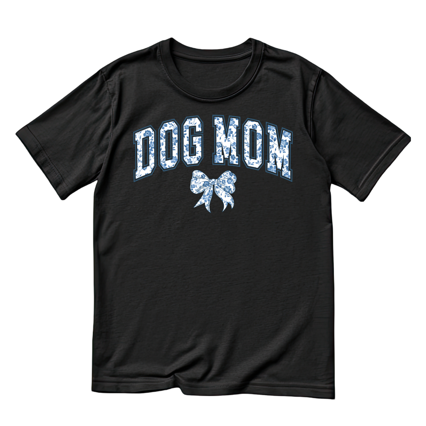 Vintage Floral Dog Mom T-shirt | Graphic Tee | Printed Shirt | Animal Lover | Dogs Mama | Blue White