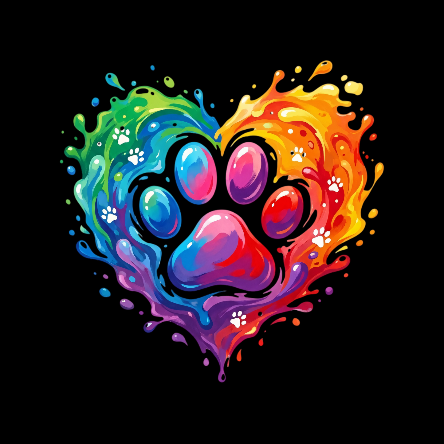 Splatter Paint Colourful Paw T-shirt | Graphic Tee | Printed Shirt | Animal Lover | Dogs