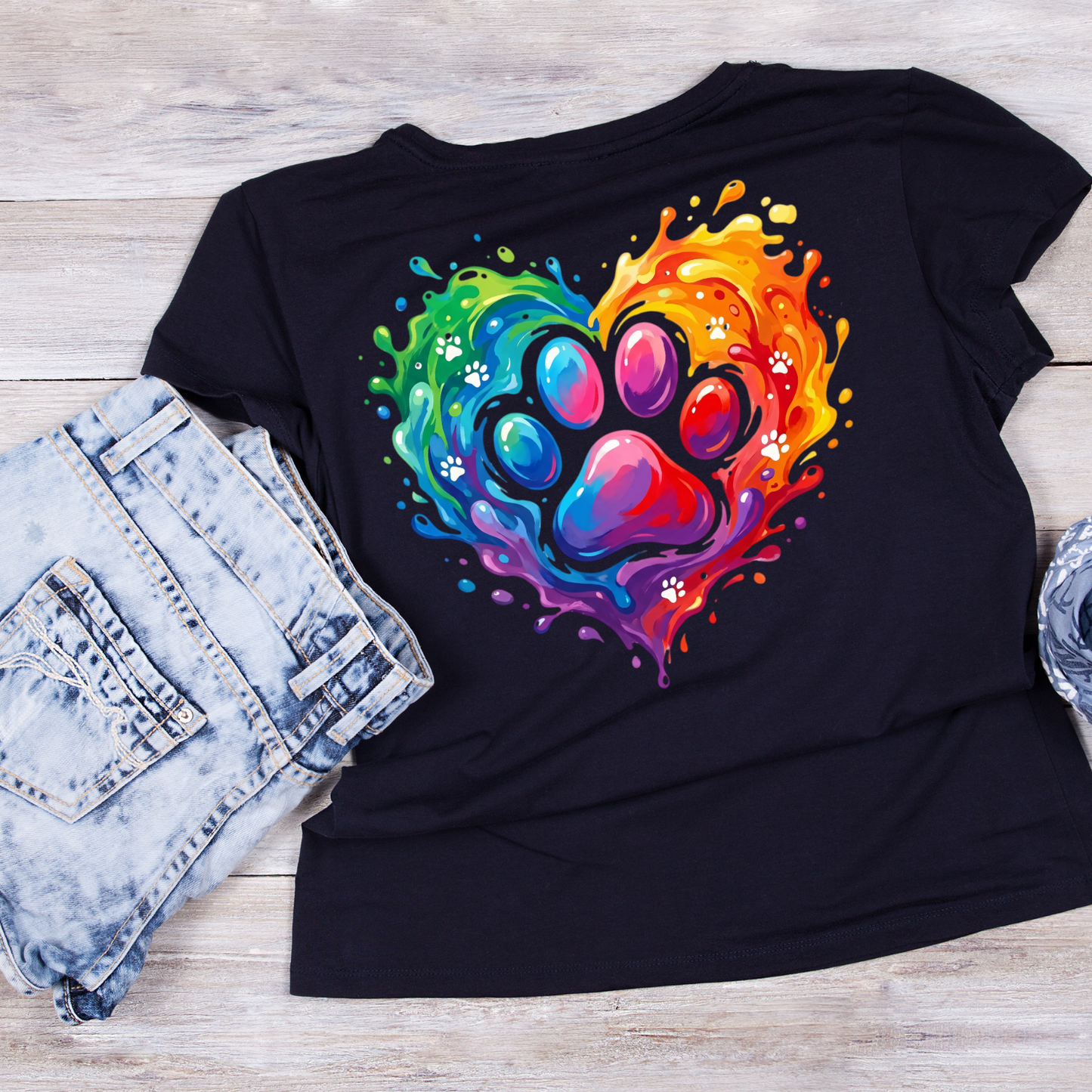 Splatter Paint Colourful Paw T-shirt | Graphic Tee | Printed Shirt | Animal Lover | Dogs
