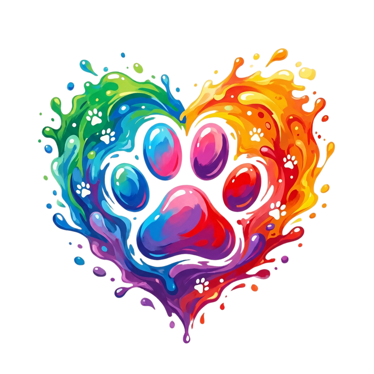 Splatter Paint Colourful Paw T-shirt | Graphic Tee | Printed Shirt | Animal Lover | Dogs