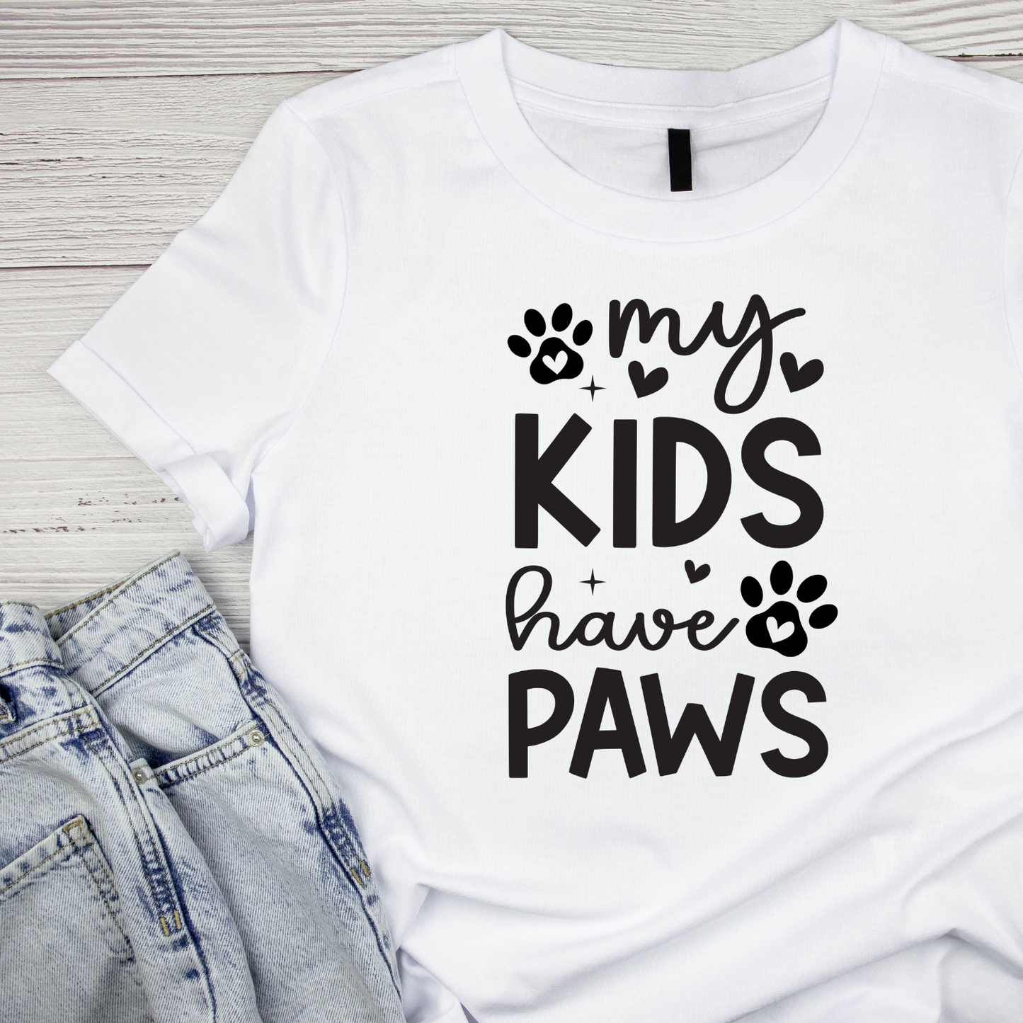 My Kids Have Paws T-shirt | Graphic Tee | Printed Shirt | Animal Lover Pets  | Cute Sweet | Dog