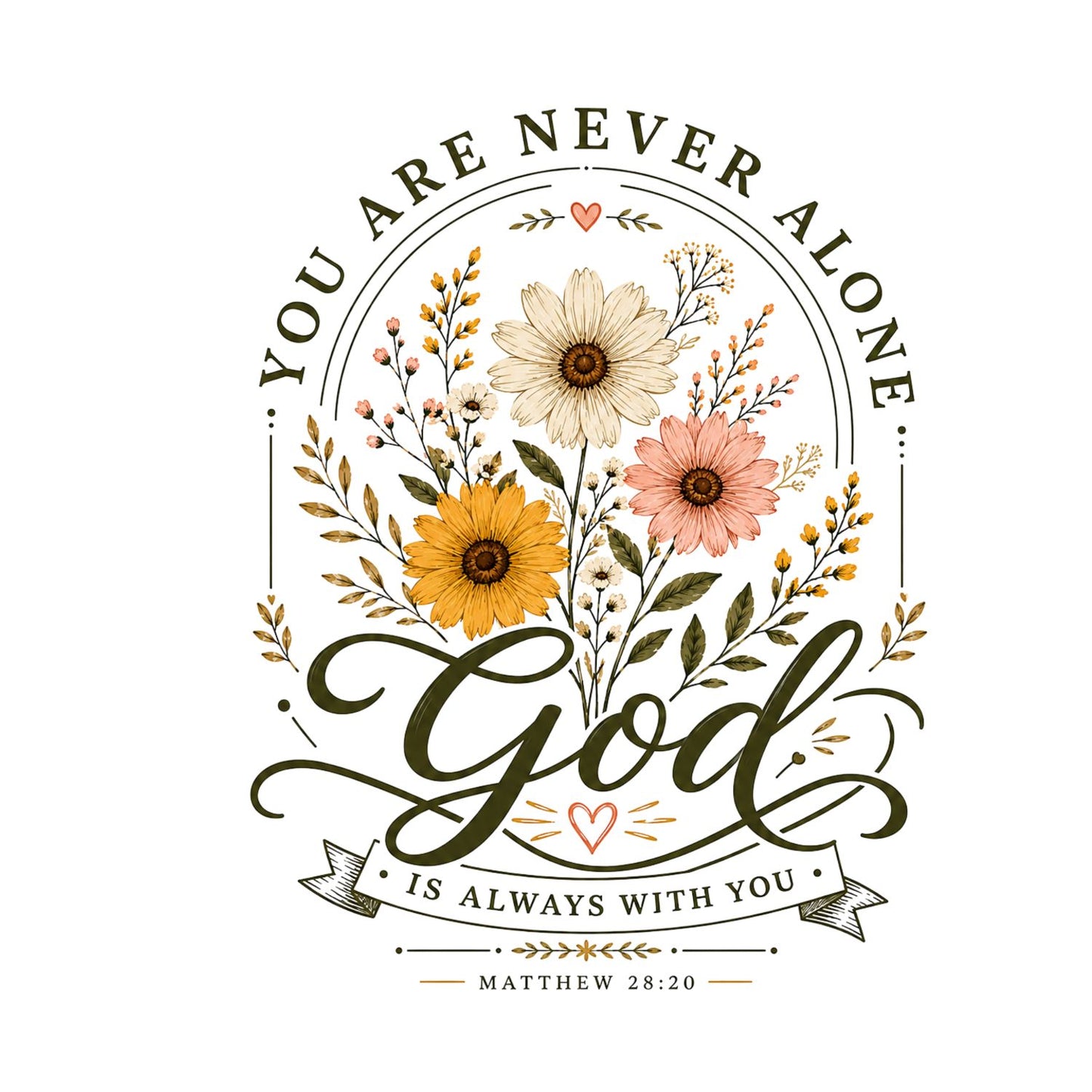 You Are Never Alone God Is Always With You T-Shirt | Faith Graphic Tee | Shirt