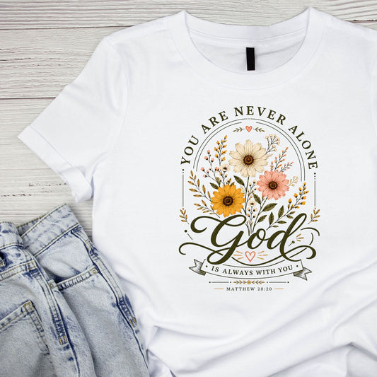 You Are Never Alone God Is Always With You T-Shirt | Faith Graphic Tee | Shirt