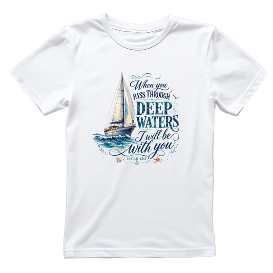 When You Pass Through Deep Water I Will Be With You T-Shirt | Faith Graphic Tee | Jesus God Birds Shirt