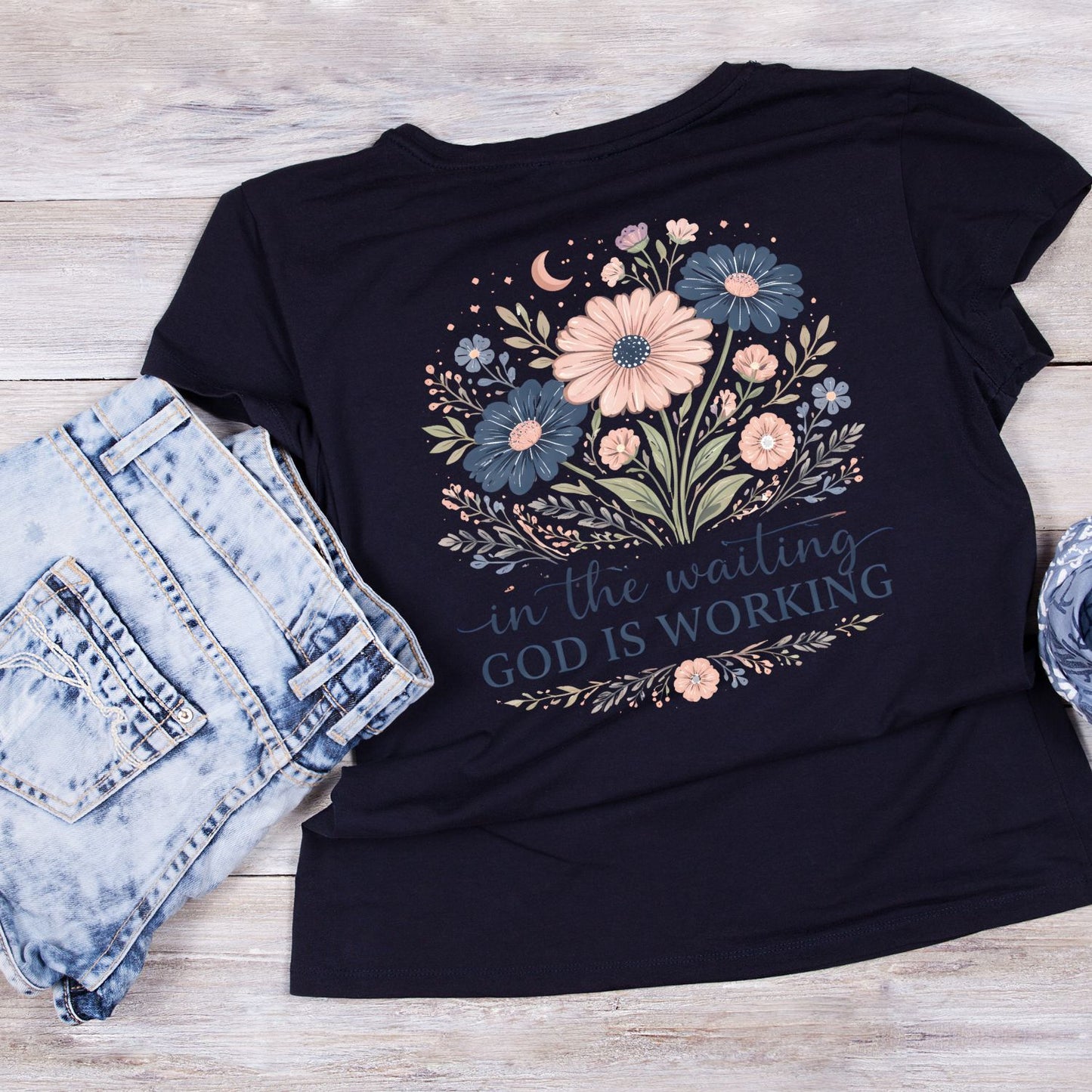 In The Waiting God Is Working T-Shirt | Faith Graphic Tee | Jesus Shirt