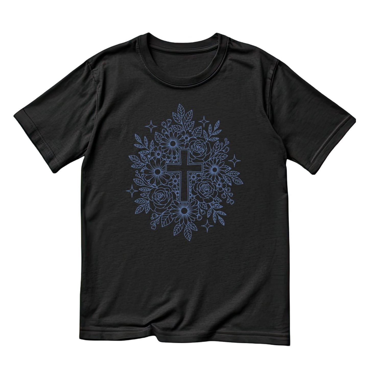 Floral Blur Cross T-Shirt | Faith Graphic Tee | Jesus God Shirt