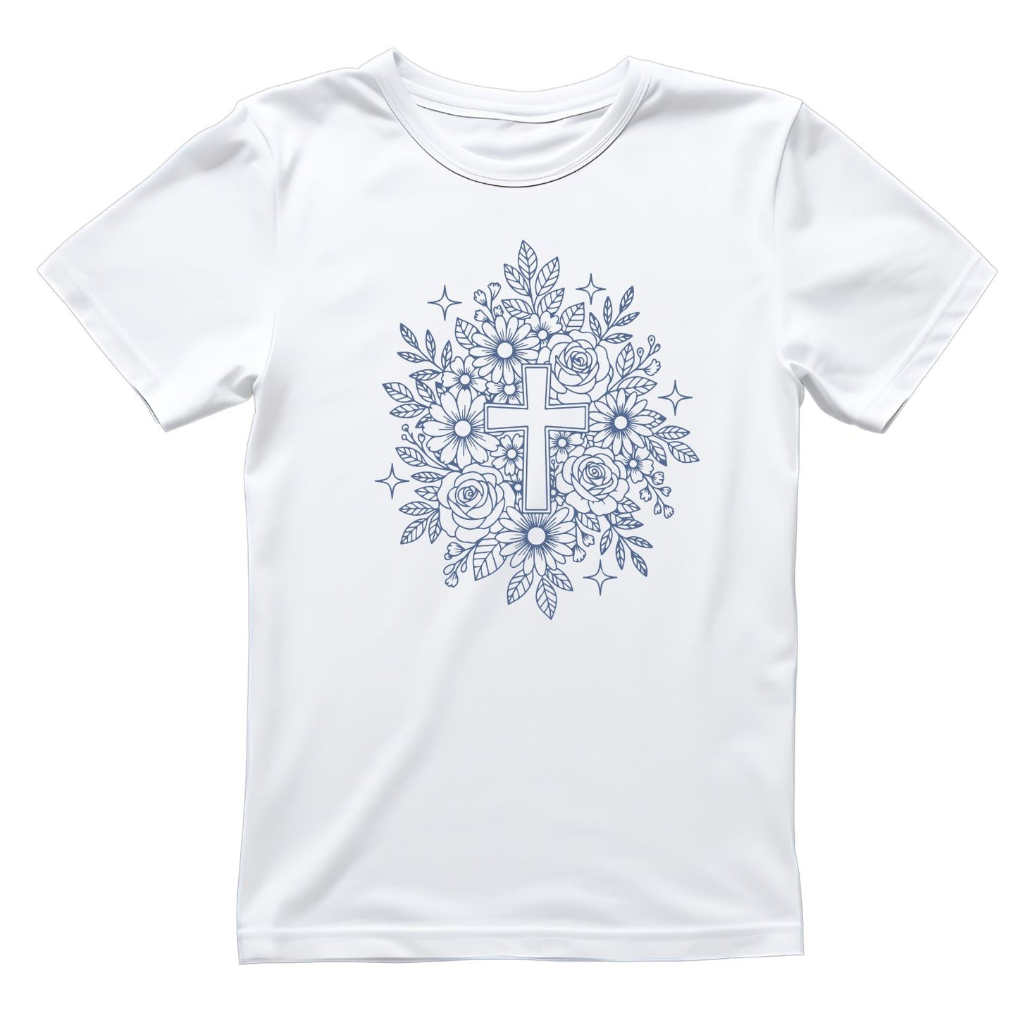 Floral Blur Cross T-Shirt | Faith Graphic Tee | Jesus God Shirt