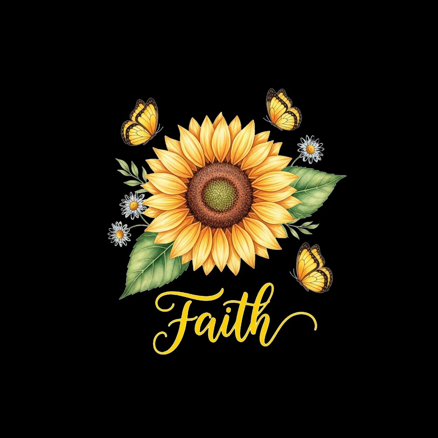 Faith Sunflowers Butterfly T-Shirt | Faith Graphic Tee | Jesus God Shirt