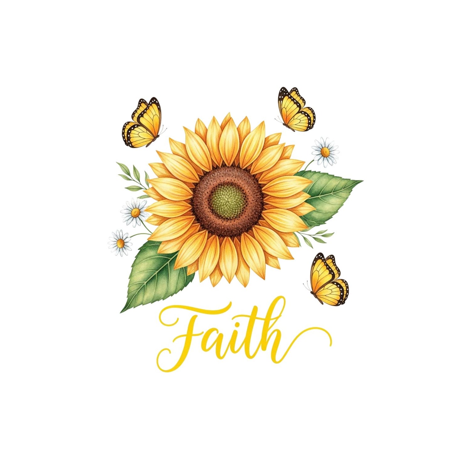 Faith Sunflowers Butterfly T-Shirt | Faith Graphic Tee | Jesus God Shirt