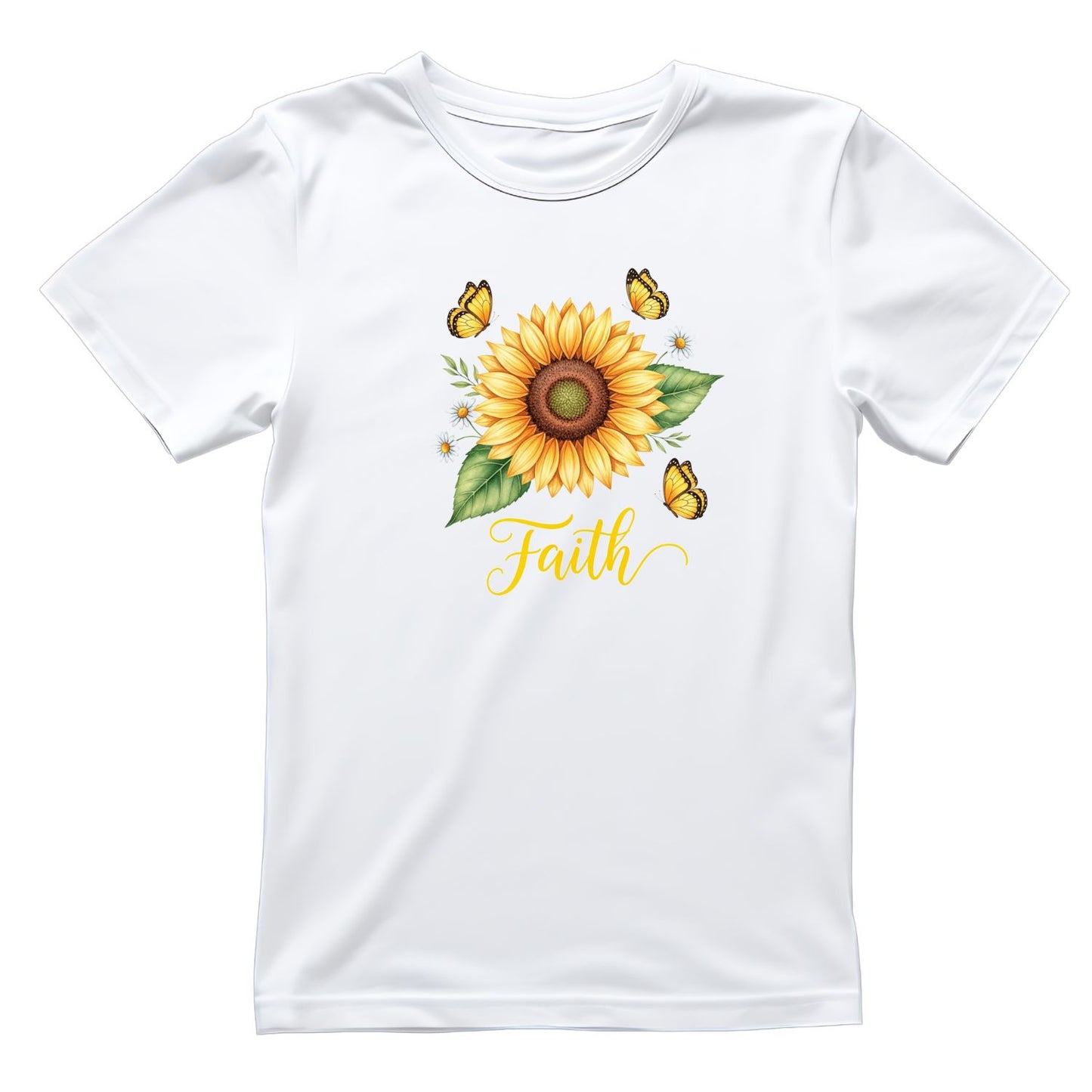 Faith Sunflowers Butterfly T-Shirt | Faith Graphic Tee | Jesus God Shirt