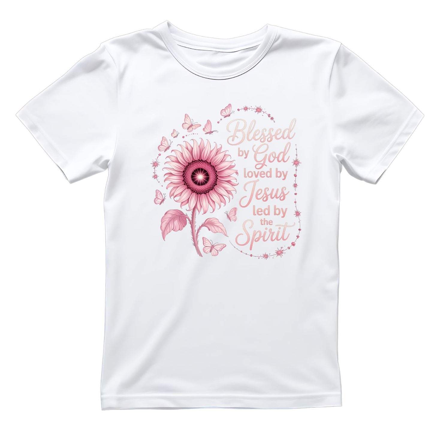 Blessed By God Loved By Jesus Led By The Spirit T-Shirt | Faith Graphic Tee | Jesus God Shirt