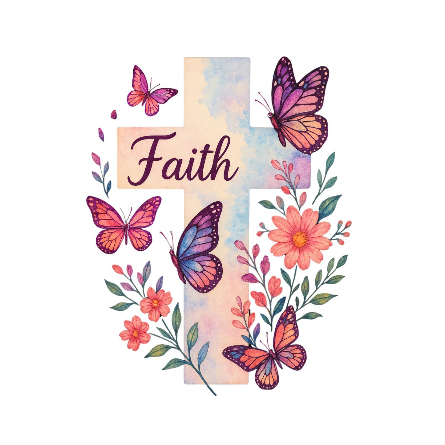 Faith Cross Butterflies T-Shirt | Faith Graphic Tee | Jesus God Shirt