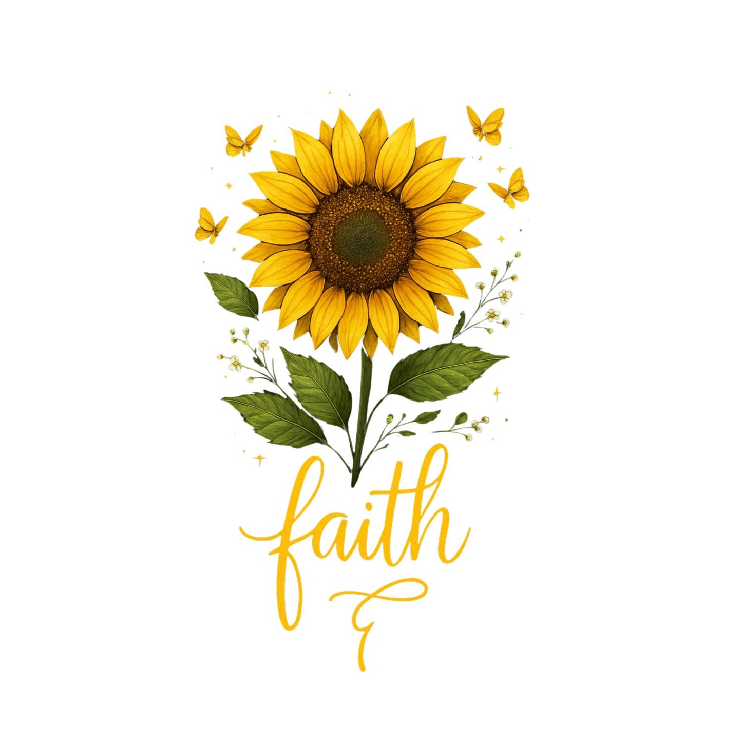 Faith Sunflower Butterfly T-Shirt | Faith Graphic Tee | Jesus God Shirt