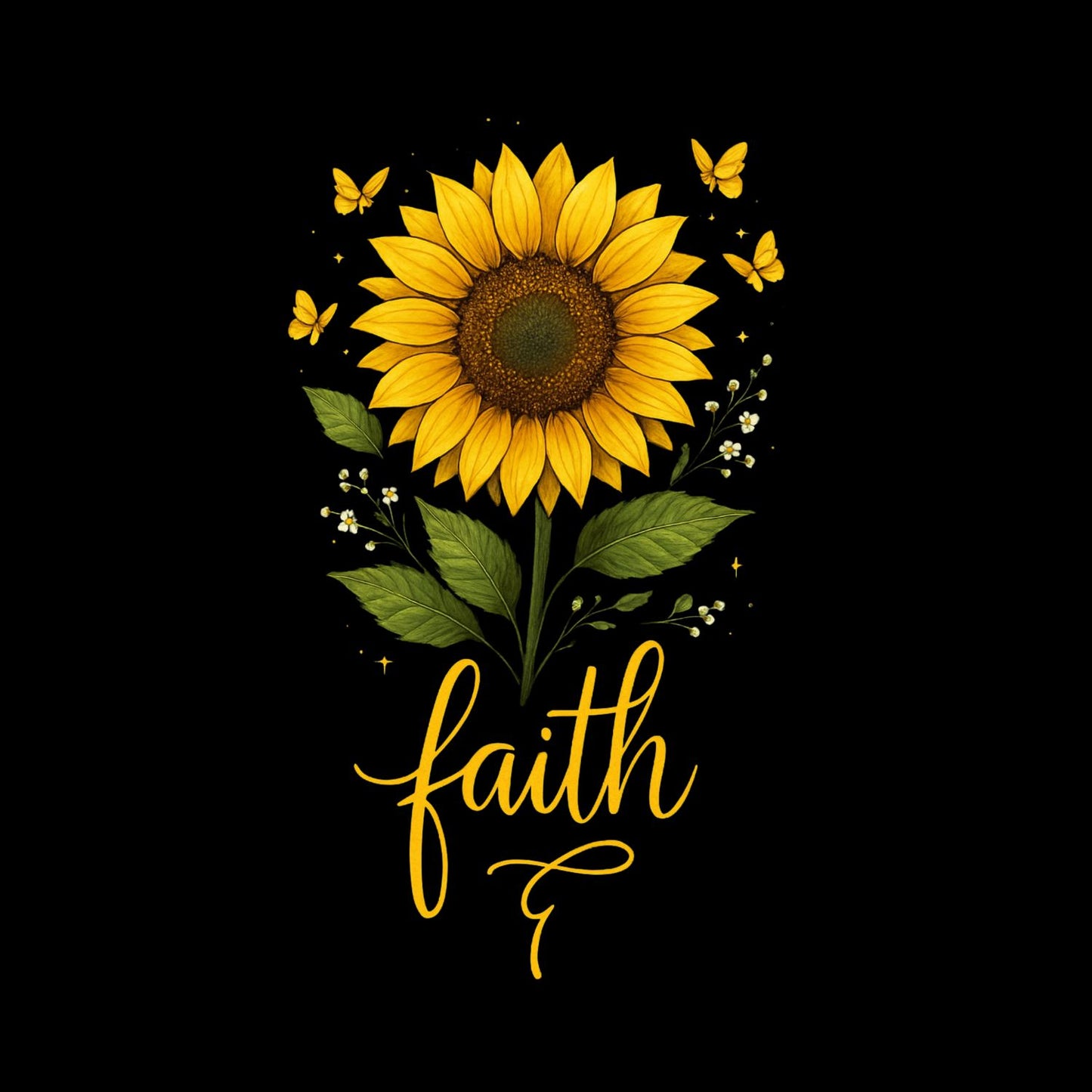 Faith Sunflower Butterfly T-Shirt | Faith Graphic Tee | Jesus God Shirt