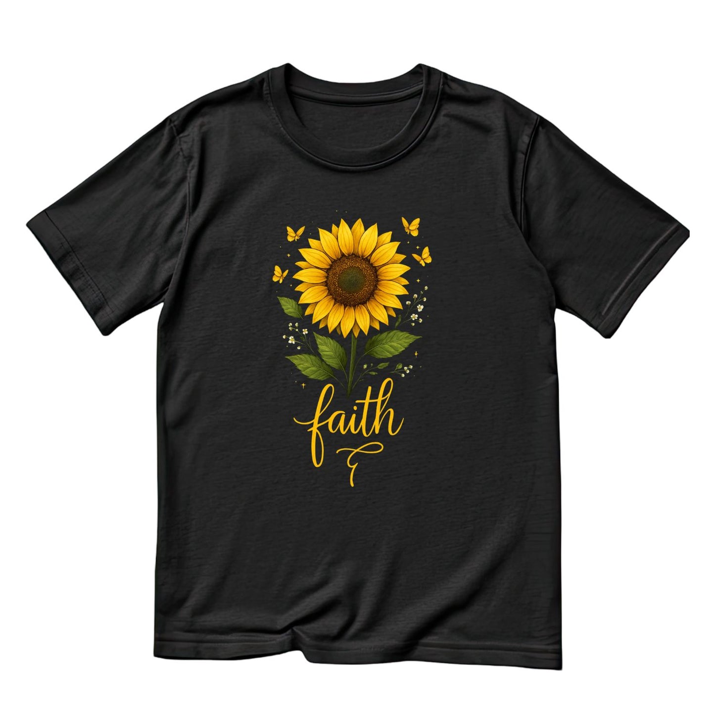 Faith Sunflower Butterfly T-Shirt | Faith Graphic Tee | Jesus God Shirt