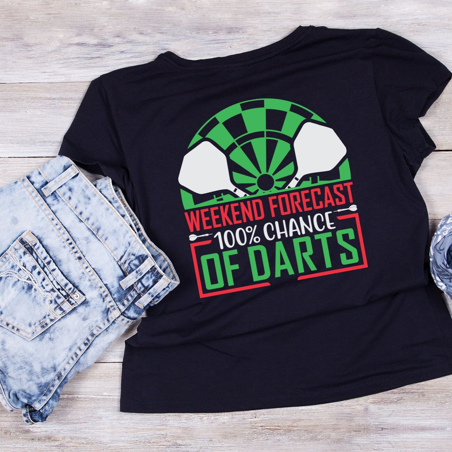 Weekend Forecast 100% Chance Of Darts T-Shirt | Darts Graphic Tee | Sports Shirt