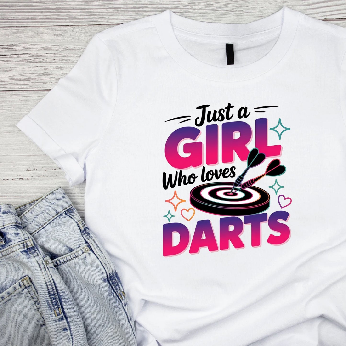 Just A Girl Who Loves Darts T-Shirt | Darts Graphic Tee | Sports Shirt