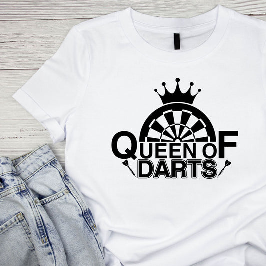 Queen of Darts T-Shirt | Darts Graphic Tee | Sports Shirt